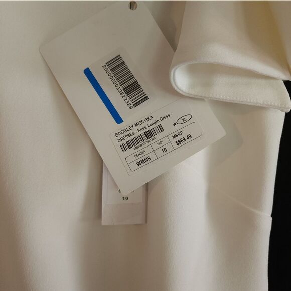 NWT Bagdley Mischka Flutter Sleeve Pencil Dress - Light Ivory - Picture 6 of 8